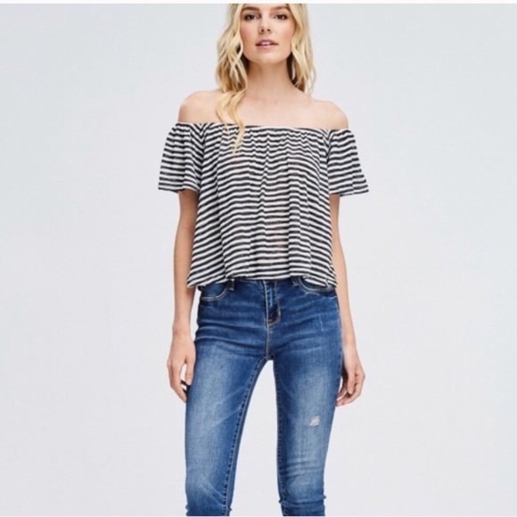 Nautical Summer Strapless Crop Top - Picture 3 of 8